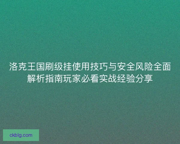 洛克王国刷级挂使用技巧与安全风险全面解析指南玩家必看实战经验分享