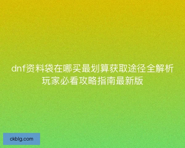 dnf资料袋在哪买最划算获取途径全解析玩家必看攻略指南最新版